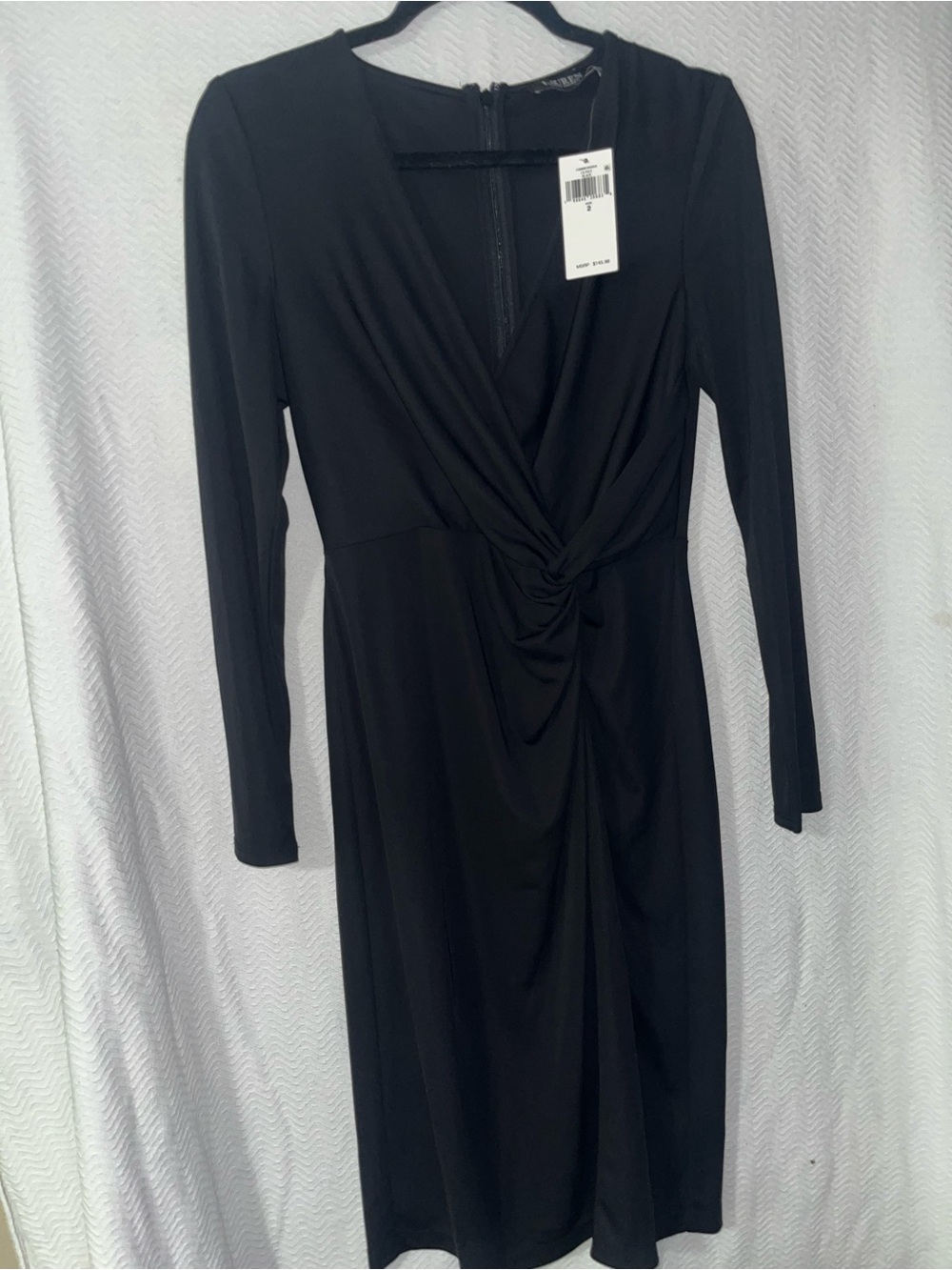Ralph Lauren Black Long-Sleeve Twist-Waist Dress